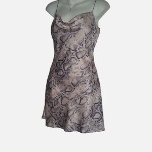 Snake Print Cowl Neck Slip Dress